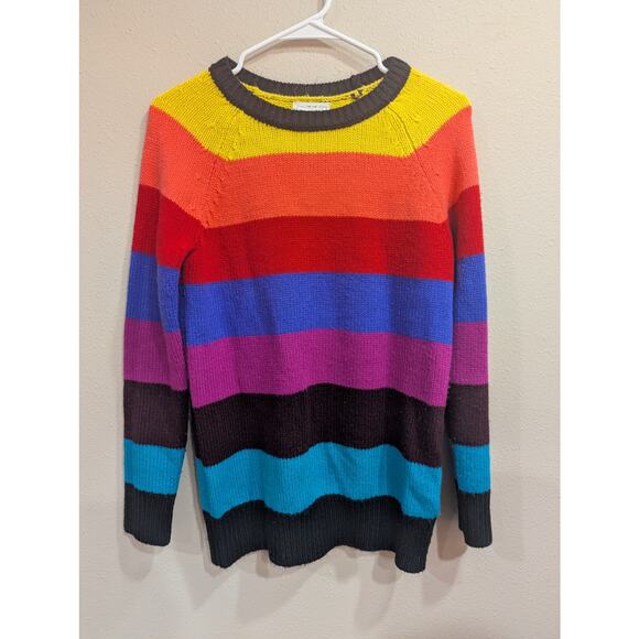 Rainbow striped long sleeve knit sweater by For the Republic size Small - Picture 2 of 9
